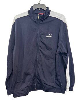 Puma Mens Navy & White Full-Zip Jacket XL Polyester Lightweight Casual Activewea